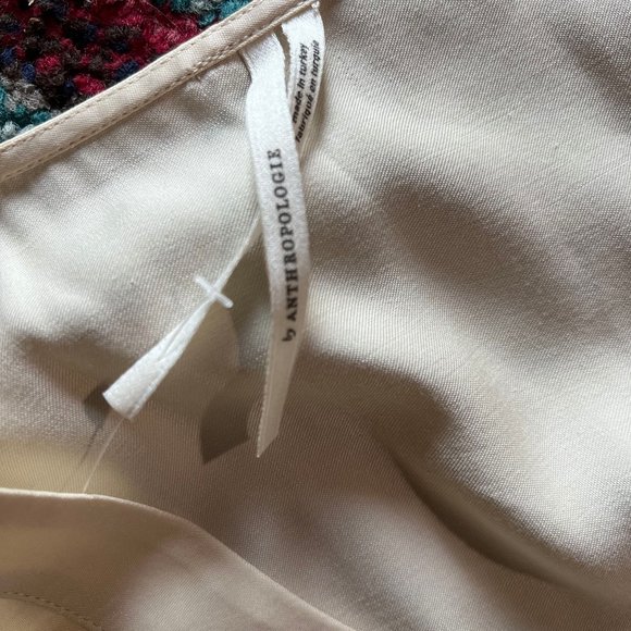 Anthropologie Smocked Satin Blouse Top Large MSRP Large $98 NWT - Picture 14 of 16